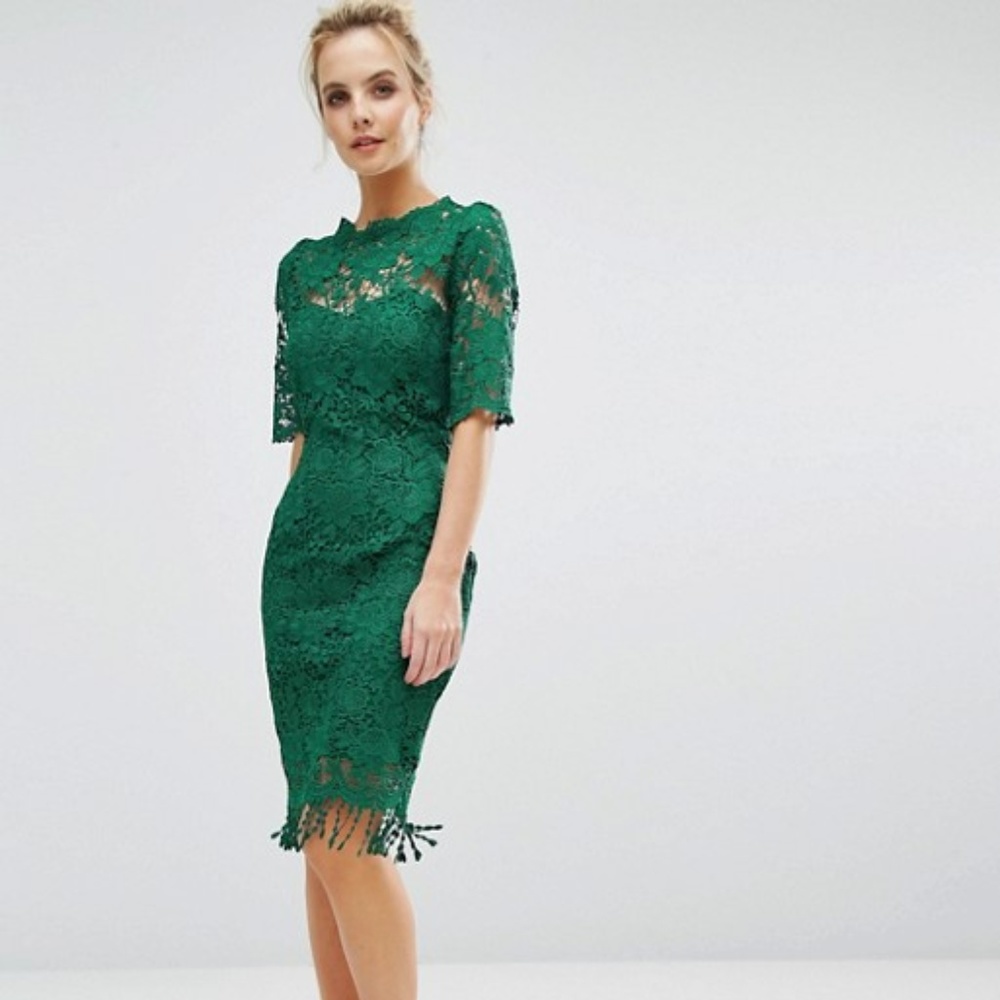 ASOS Paper Dolls Green Crochet Lace Dress